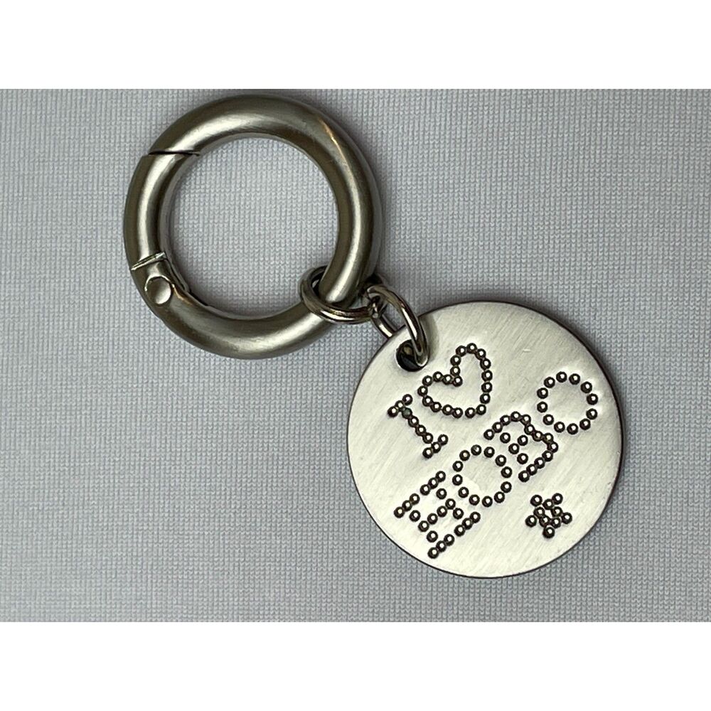 ~ HOBO Bag Charm Key Ring Boho Key Chain Silver Tone Metal Heart Star Dots